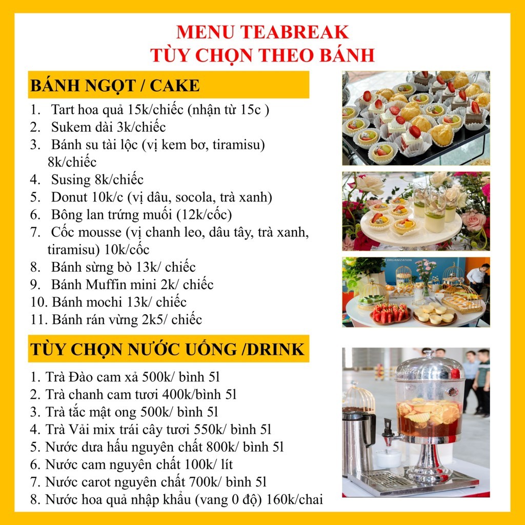 Menu teabreak tuỳ chọn